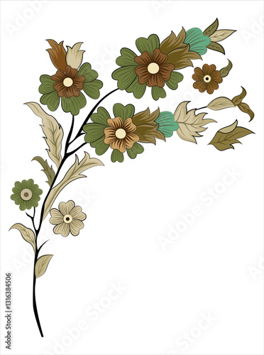 Floral Motif, illustration vector art isolated on white background.