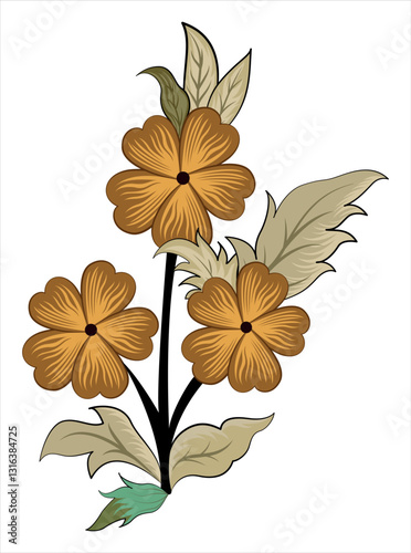 Floral Motif, illustration vector art isolated on white background.