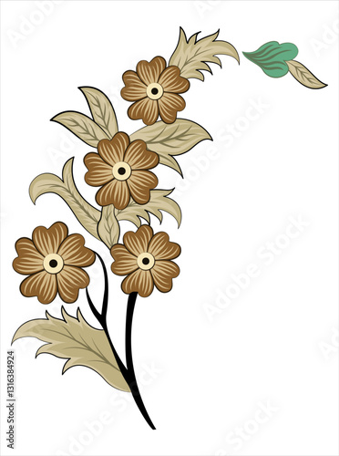 Floral Motif, illustration vector art isolated on white background.