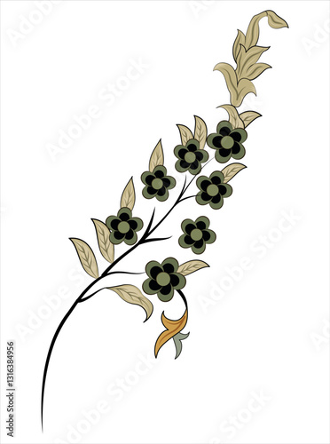 Floral Motif, illustration vector art isolated on white background.