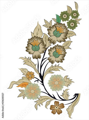 Floral Motif, illustration vector art isolated on white background.