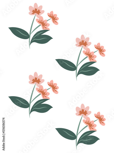 Floral Motif, illustration vector art isolated on white background.