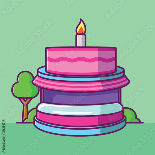 Simple Cake shop cartoon vector illustration Collection of Shop or stand or stall concept icon isolated