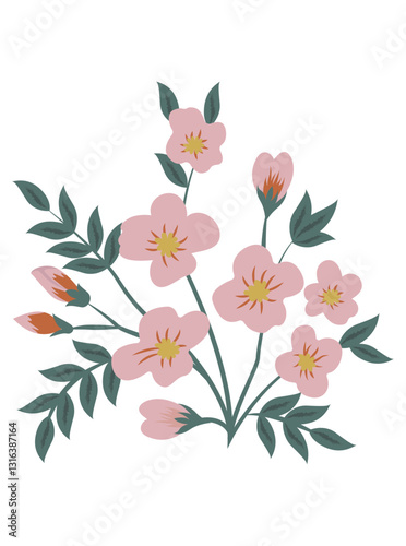 Floral Motif, illustration vector art isolated on white background.