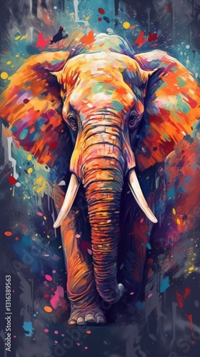 Vibrant Abstract Elephant Artwork: A Kaleidoscope of Colors and Textures