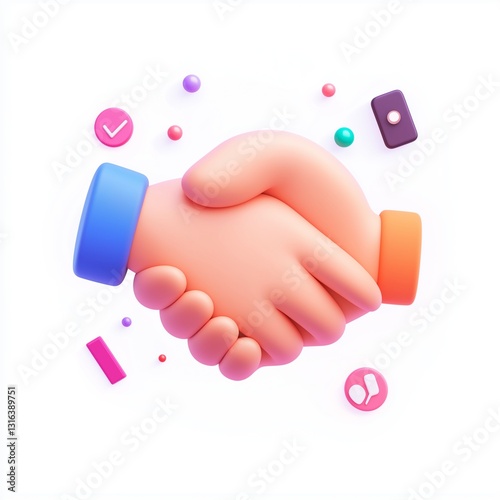 3D Render of a Handshake, Symbolizing Agreement, Partnership, and Collaboration