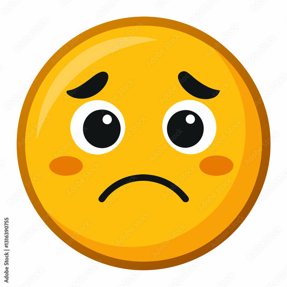 Emoticon sad expression conveying sadness with yellow background Emoticon sad expression conveying sadness with yellow background