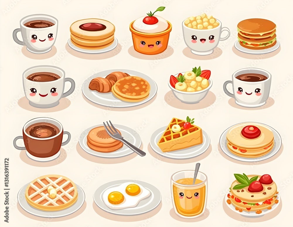 set of cakes and desserts set of cakes and desserts