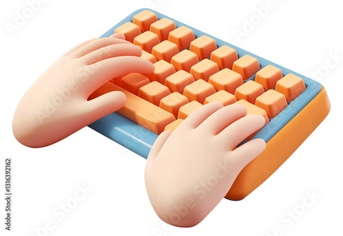 Rendering 3d icon typing keyboard gesture hand