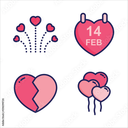 Cute and Romantic Icon sets for Valentine Day or Wedding ceremony in Isolated Vectors