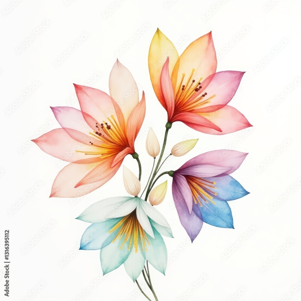 Fototapeta premium Modern Botanical Art, Botanical Illustration, Flower Design, Floral Art, Stock Illustration, Digital Artwork, Nature Illustration, Floral Vector, Botanical Wall Art, Minimalist Flowers, Floral Print, 