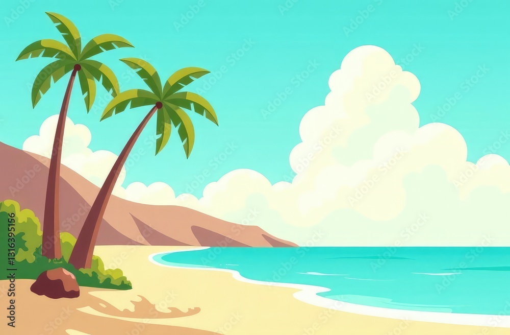Fototapeta premium beach landscape with palm trees