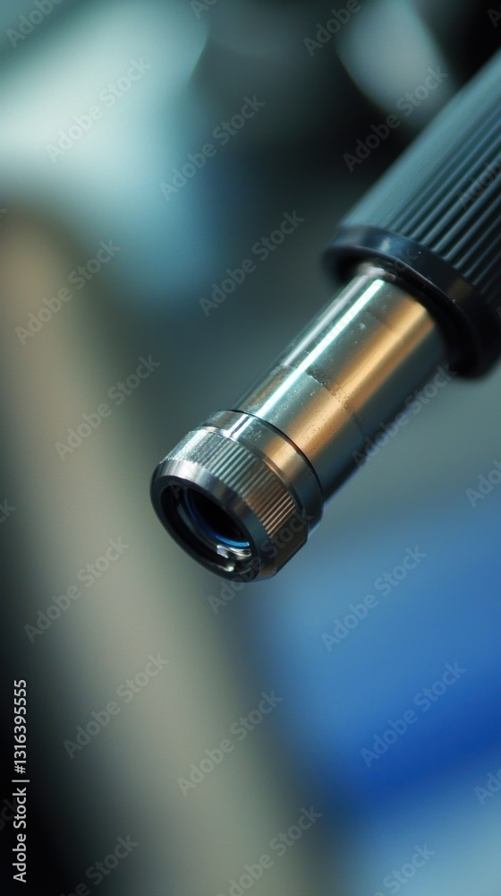 A close-up of a metallic nozzle with a textured grip, showcasing intricate details and a blurred background, suggesting precision engineering. A close-up of a metallic nozzle with a textured grip, showcasing intricate details and a blurred background, suggesting precision engineering.