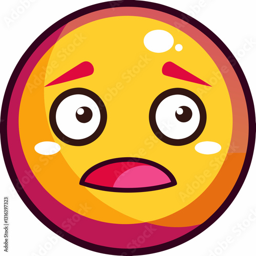 Emoticon tired expression showing fatigue and concern