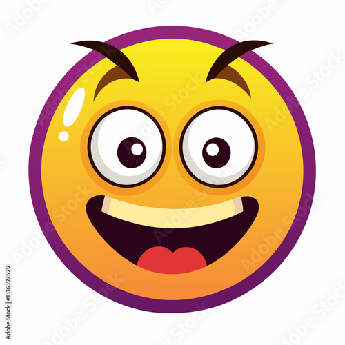 Emoticon nervous expression showing a happy face with big eyes