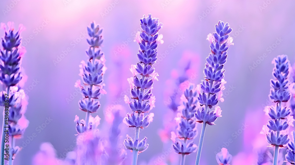 Obraz premium Soft Lavender Blooms with Gentle Light and Purple Hues in Nature