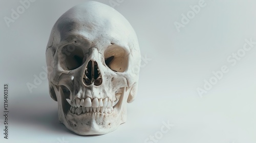 Obraz na płótnie A detailed image of a human skull on a solid white background. w salonie