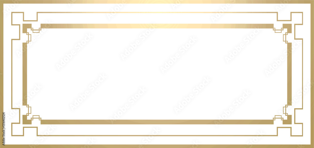Obraz premium Golden Art Deco frame on white background 