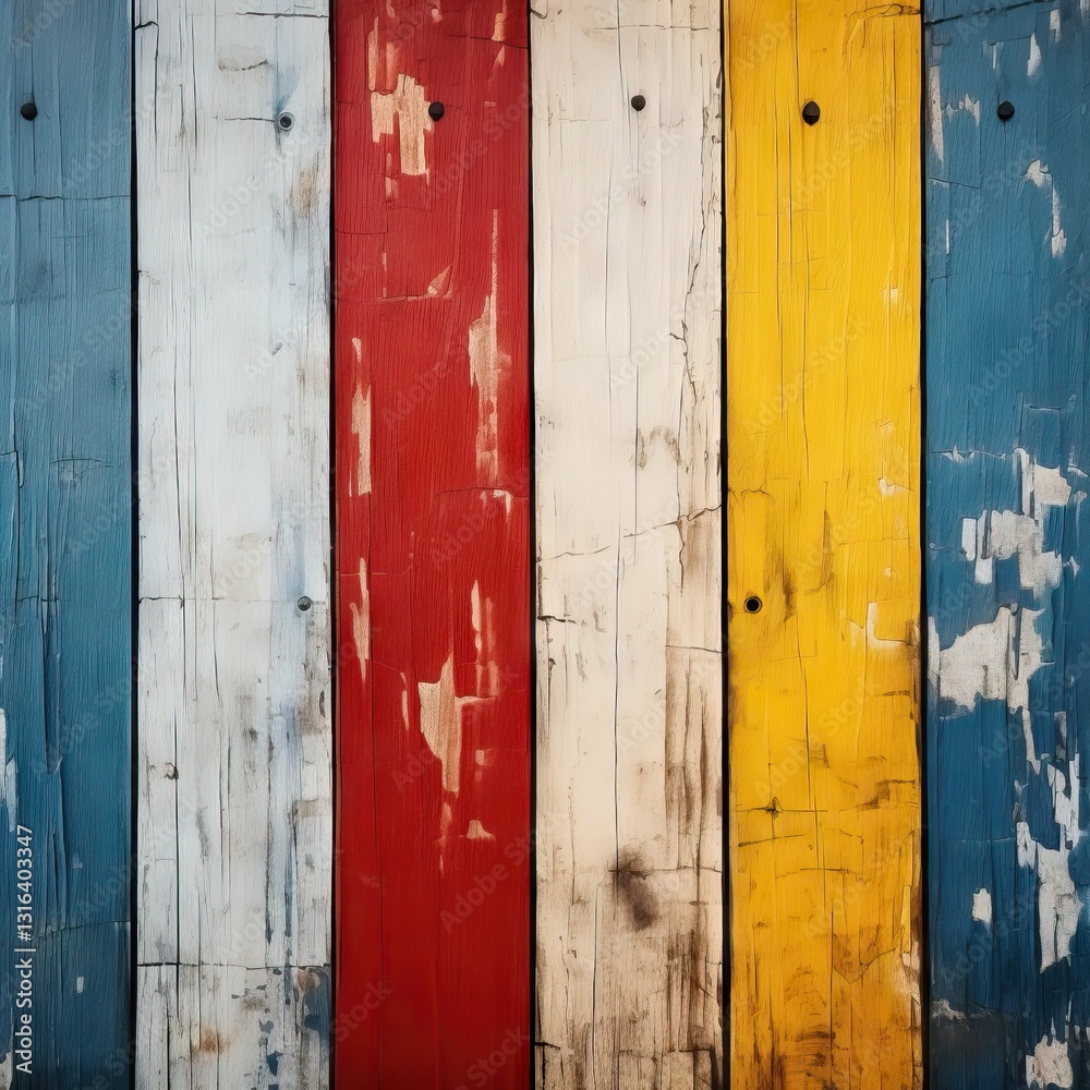 Weathered Wooden Planks in a Vibrant Color Palette Weathered Wooden Planks in a Vibrant Color Palette