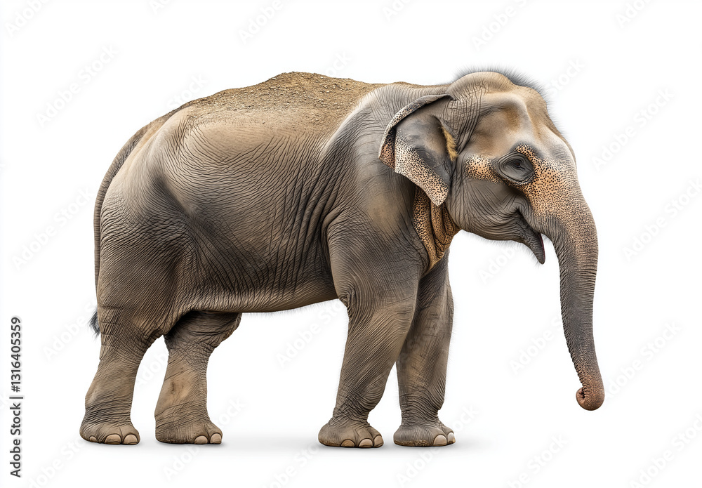 Obraz premium Front View of Majestic African Elephant with Large Tusks Isolated on White Background