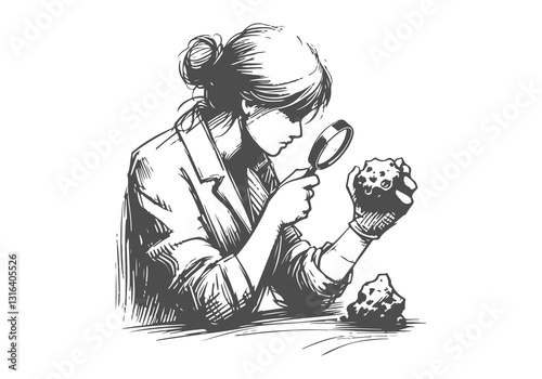 Astronomer hand drawn sketch vector illustration