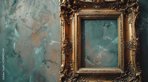 Obraz na płótnie A detailed shot of an empty picture frame with an ornate design, displayed on a solid background. w salonie