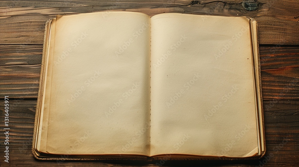 A detailed shot of an empty sketchbook page, open and displayed on a solid background.