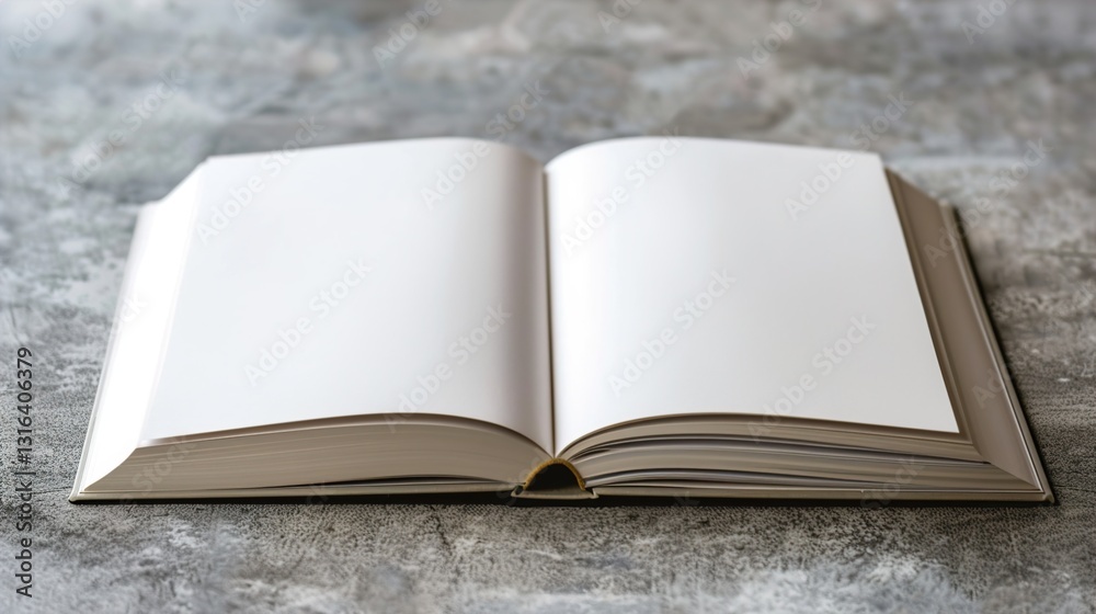 A detailed shot of an empty sketchbook page, open and displayed on a solid background.