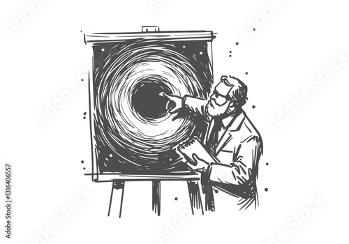 Astronomer hand drawn sketch vector illustration