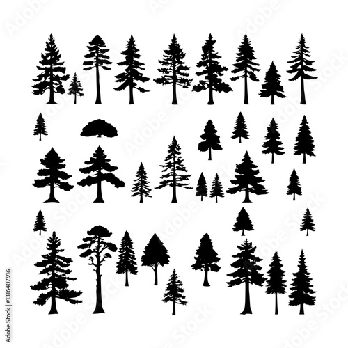 christmas trees set Victor illustration 