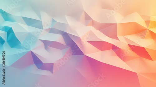Minimalist light pastel background with structured triangular facets, diagonal striped folds, and a smooth color gradient.