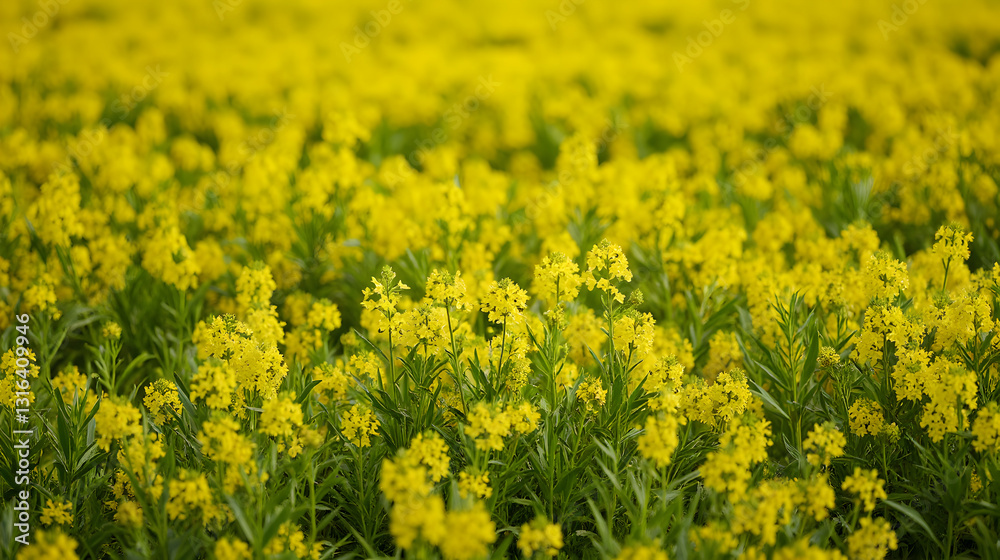 Vast Green Fields with Bright Yellow Mustard Flowers Blooming in Spring and Harvest Season - Rongali Bihu Vast Green Fields with Bright Yellow Mustard Flowers Blooming in Spring and Harvest Season - Rongali Bihu