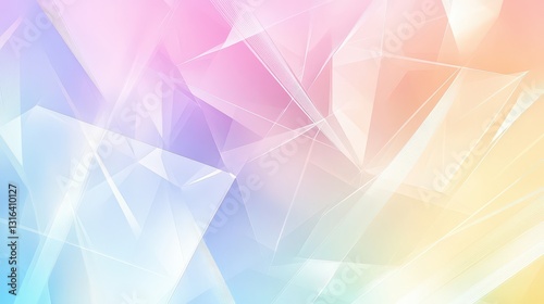 Modern geometric pastel background with faceted triangle folds, fine-striped lines, and a subtle color gradient, creating a soft yet structured design.