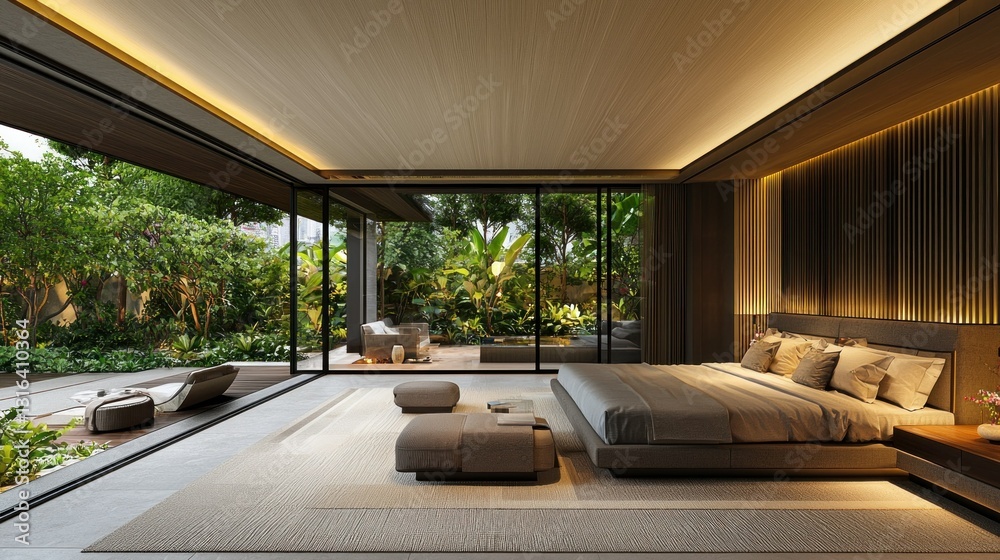 Modern Master Bedroom Overlooking Tropical Garden Modern Master Bedroom Overlooking Tropical Garden