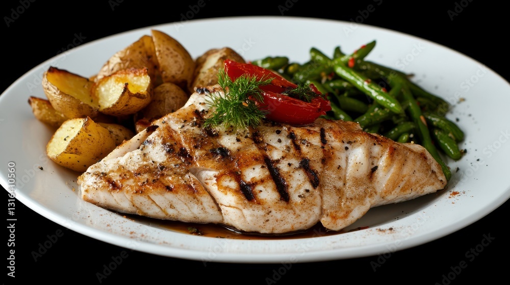 Grilled Swordfish with Roasted Potatoes and Green Beans Grilled Swordfish with Roasted Potatoes and Green Beans
