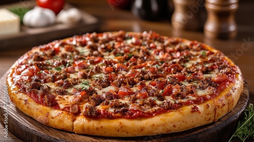 A cardboard haven, adorned with a golden crust and a symphony of tomato sauce, cheese, and toppings, ready to satisfy any pizza lover is cravings.
