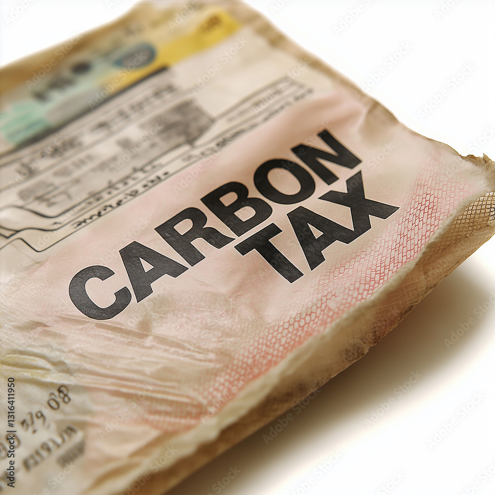 Obraz premium Carbon tax climate change decarbonization. CO₂ tax. Pollution pricing. Carbon credits. Clip art. Carbon tax written on a fuel receipt showing the cost of fuel.