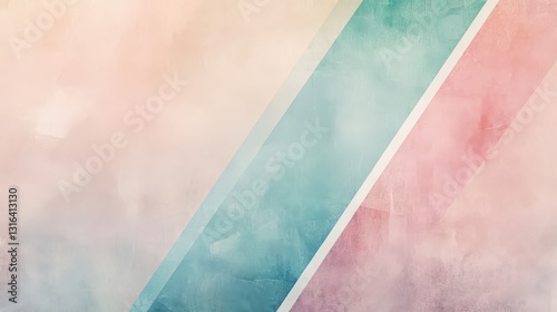 Soft abstract background with pastel hues, linear stripe angles, and geometric triangle facets, enhanced with gentle noise grain.