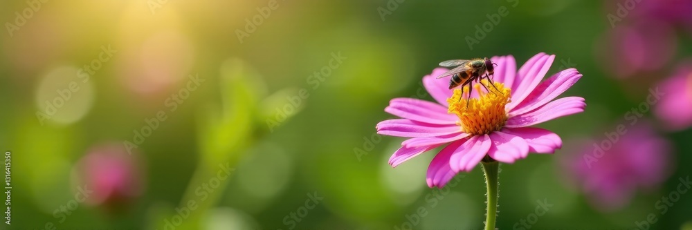 Hoverfly and Filipendula flowers in a garden scene, floral, insects in garden Hoverfly and Filipendula flowers in a garden scene, floral, insects in garden
