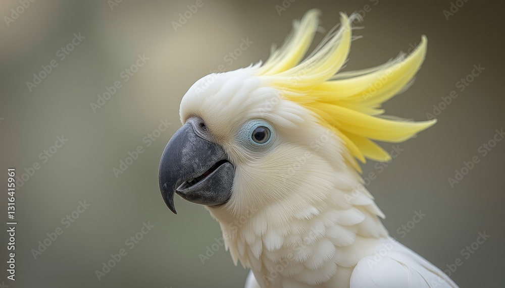  Cockatoo's Head with Blue Eyes and Distinctive Yellow Crest