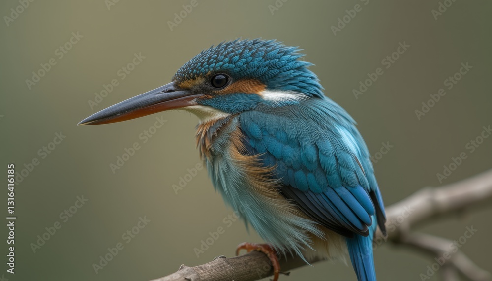 Fototapeta premium Kingfisher with Blue Feathers and Long Sharp Beak