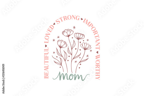 Beautiful Mom Floral, Mother's Day Svg Typography T shirt Design