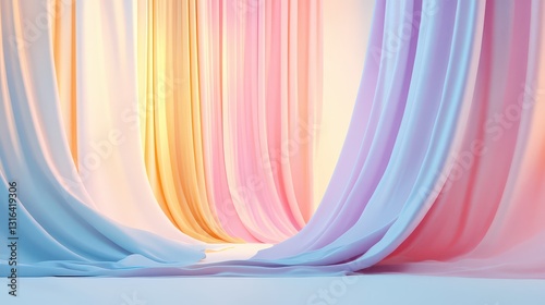 Subtle and modern tech-inspired backdrop with pastel-colored folds and clean line accents.