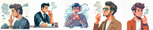 Vector of a person smoking.