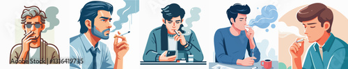 Vector of a person smoking.