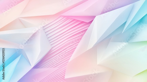 Subtle noise-textured abstract background with soft pastel gradients, folded triangular facets, and delicate striped patterns.
