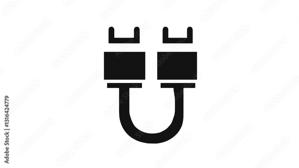 Vector icon of a connector cable in minimalist style for use in technology and electronics design Vector icon of a connector cable in minimalist style for use in technology and electronics design
