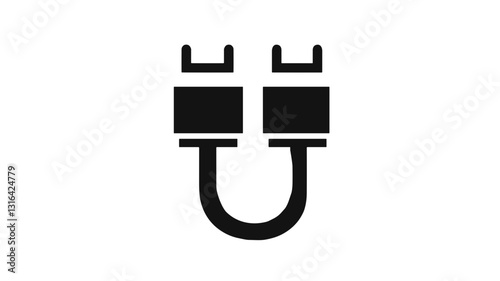 Vector icon of a connector cable in minimalist style for use in technology and electronics design