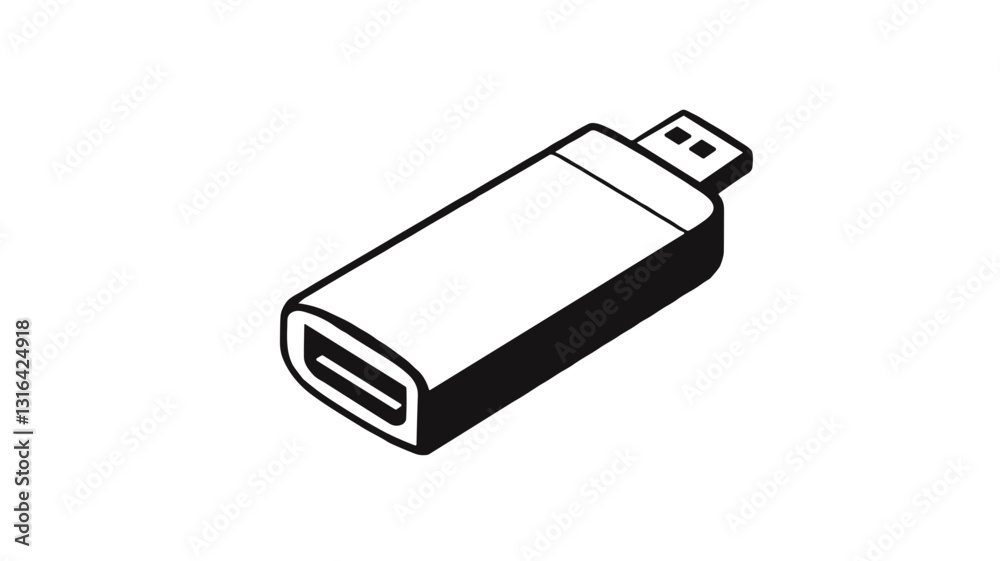 Vector icon of a USB flash drive with a copy space for text Vector icon of a USB flash drive with a copy space for text