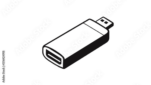 Vector icon of a USB flash drive with a copy space for text